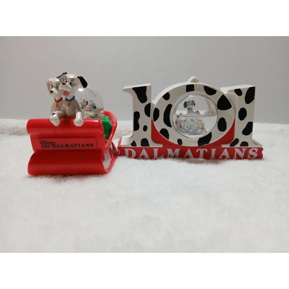 2 Mcdonald's 101 Dalmatian Christmas‎ Snow Globe Ornaments From The '90s
